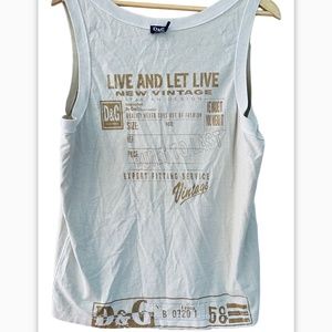 Vintage Dolce Gabbana T-Shirt 90s Big Logo Monogram Luxury Man Beige Size M